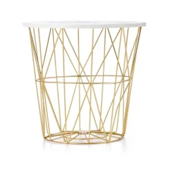 HARISSA_G sofabord, guld / Hvid marmor