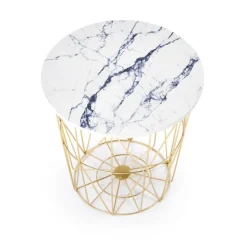 HARISSA_G sofabord, guld / Hvid marmor