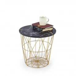 HARISSA_G sofabord, guld/Sort marmor