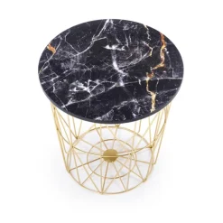 HARISSA_G sofabord, guld/Sort marmor