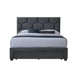 HARRIET 160x200cm seng med skuffer - Grå Velour