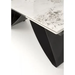 HILARIO Spisebord med udtræk, Beige marmor / Sort