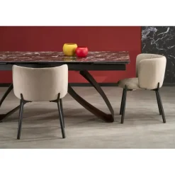 HILARIO Spisebord med udtræk, Sort marmor / Sort