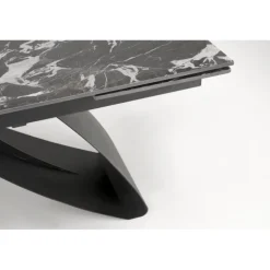 HILARIO Spisebord med udtræk, Sort marmor / Sort