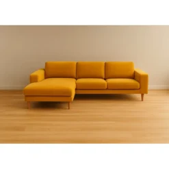 Hjort Knudsen Hadsten chaiselong sofa Venstrevendt - Sennepsgul velour