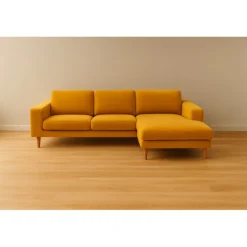 Hjort Knudsen Hadsten chaiselong sofa Højrevendt - Sennepsgul velour