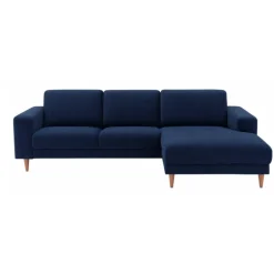 Hjort Knudsen Hadsten chaiselong sofa Højrevendt - Midnight blue Velour