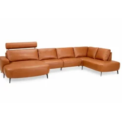 Hjort Knudsen Lolland læder U-sofa Venstrevendt