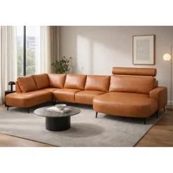 Hjort Knudsen Lolland læder U-sofa Højrevendt