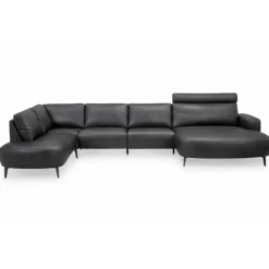 Hjort Knudsen Lolland læder U-sofa Højrevendt