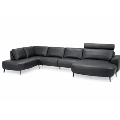 Hjort Knudsen Lolland læder U-sofa Højrevendt