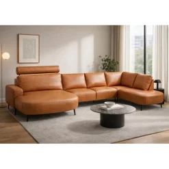 Hjort Knudsen Lolland læder U-sofa Venstrevendt