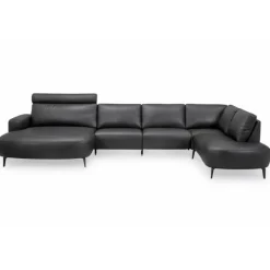 Hjort Knudsen Lolland læder U-sofa Venstrevendt