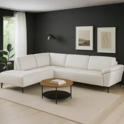 Hjort Knudsen Roskilde Hjørnesofa hvid læder - Venstrevendt