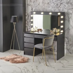 Hollywood XL Sminkebord med spejl - sort