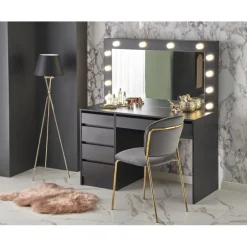 Hollywood XL Sminkebord med spejl - sort