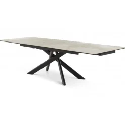 Hudson spisebord med 2 tillægsplader - Taupe keramik og sort metal 200 cm kan udvides til 300 cm