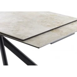 Hudson spisebord med 2 tillægsplader - Taupe keramik og sort metal 200 cm kan udvides til 300 cm