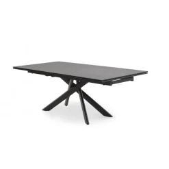 Hudson spisebord med 2 tillægsplader - Antracitgrå keramik og sort metal 200 cm kan udvides til 300 cm
