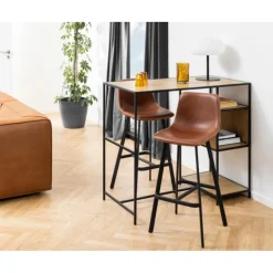 I_Oregon barstol brun læderlook