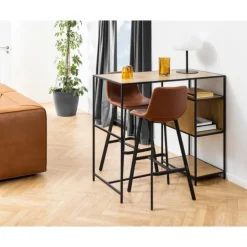 I_Oregon barstol brun læderlook