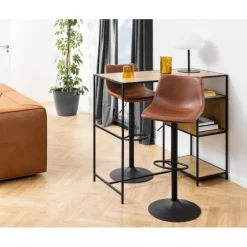 I_Oregon barstol brun læderlook