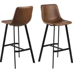 I_Oregon barstol brun læderlook