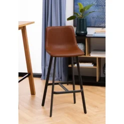 I_Oregon barstol brun læderlook
