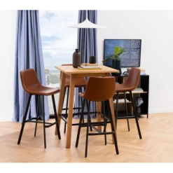 I_Oregon barstol brun læderlook