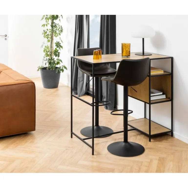 I_Oregon barstol sort læderlook