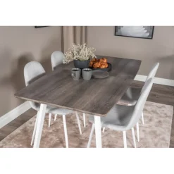 Inca Spisebordssæt - Lysegrå, Natur og Hvid