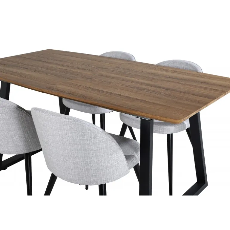 Inca Spisebordssæt - Sort, Lysegrå og Natur