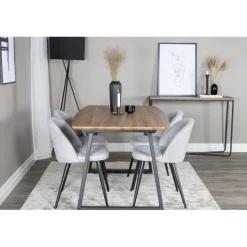 Inca Spisebordssæt - Sort, Lysegrå og Natur