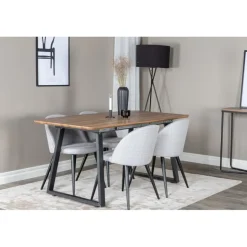 Inca Spisebordssæt - Sort, Lysegrå og Natur