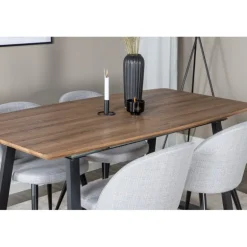 Inca Spisebordssæt - Sort, Lysegrå og Natur