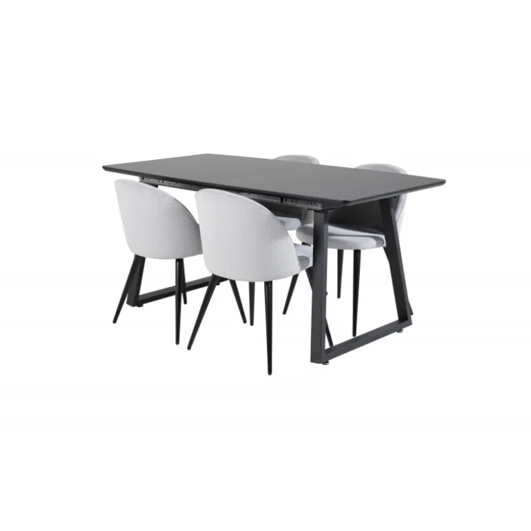 Inca Spisebordssæt - Sort og Lysegrå