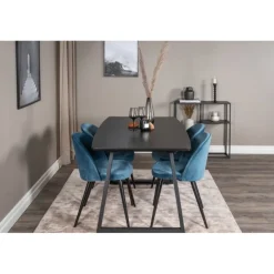 Inca Spisebordssæt - Sort og Blå