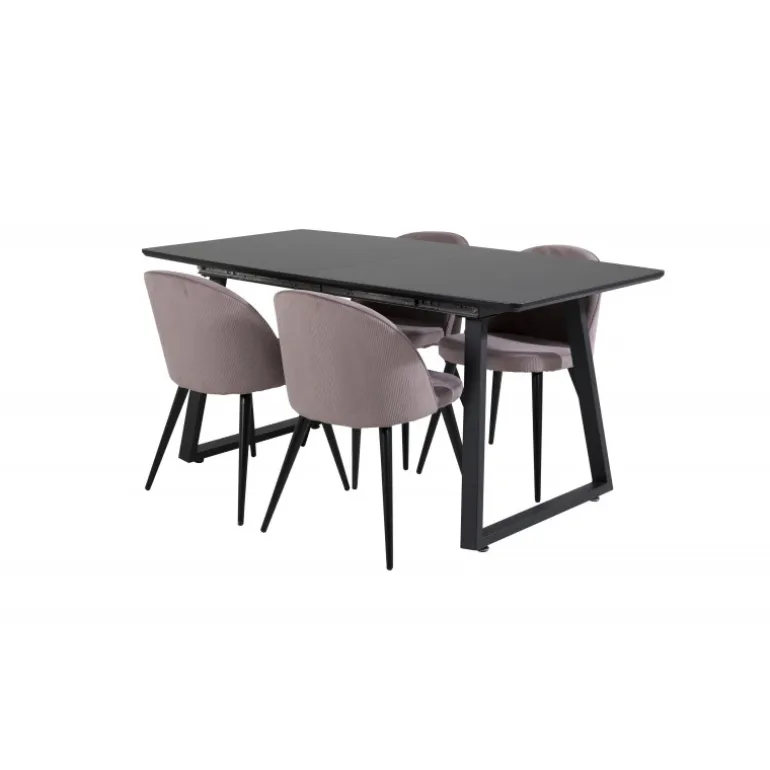 Inca Spisebordssæt - Sort og Pink