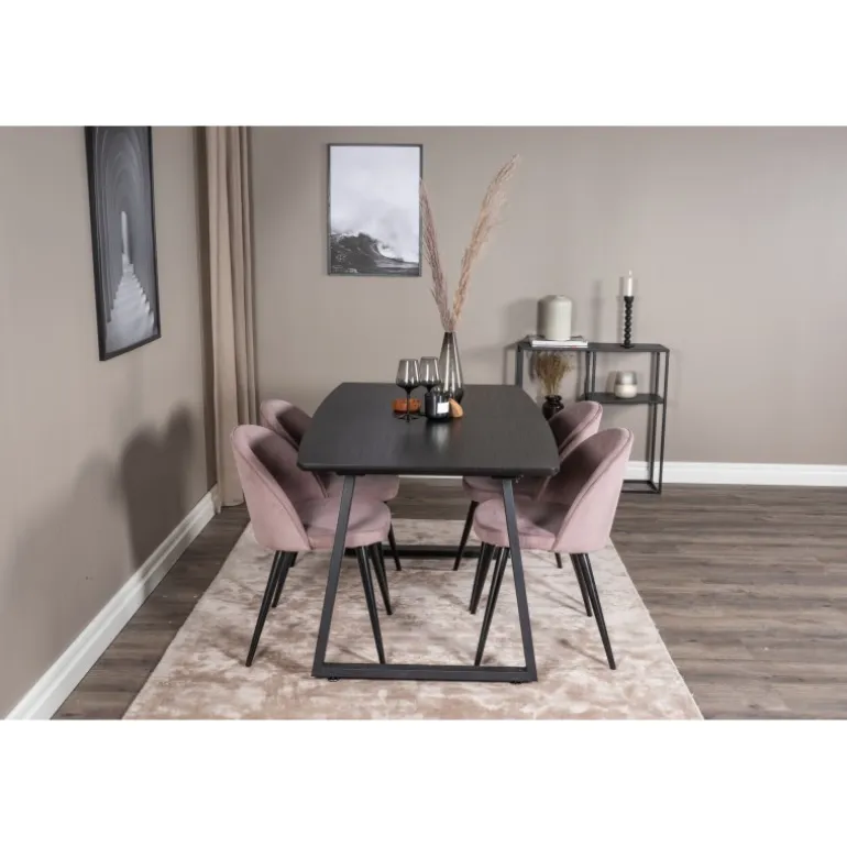 Inca Spisebordssæt - Sort og Pink