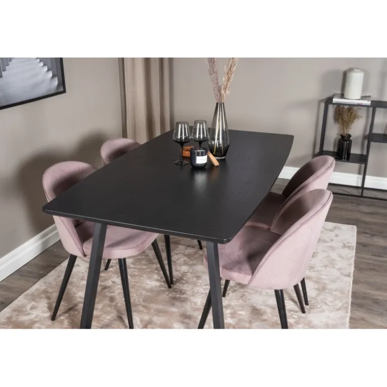 Inca Spisebordssæt - Sort og Pink