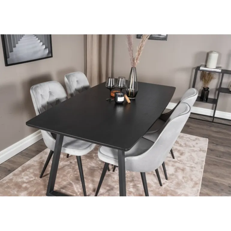 Inca Spisebordssæt - Sort og Lysegrå