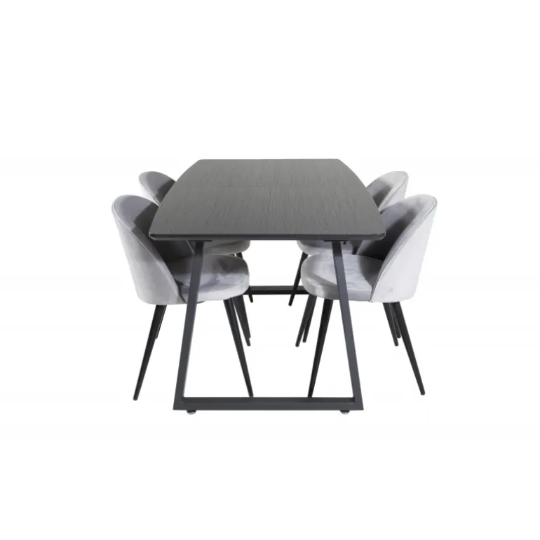 Inca Spisebordssæt - Sort og Lysegrå