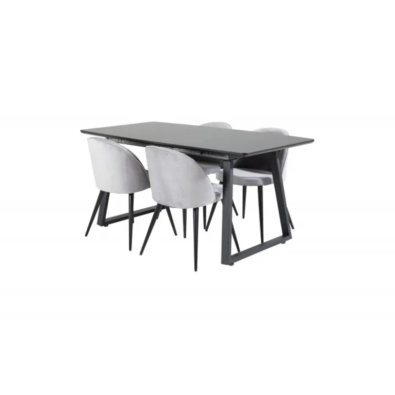 Inca Spisebordssæt - Sort og Lysegrå