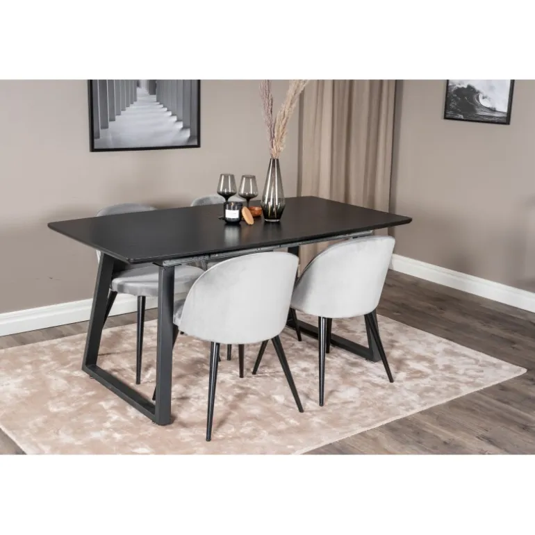 Inca Spisebordssæt - Sort og Lysegrå