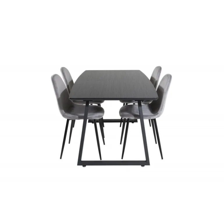 Inca Spisebordssæt - Sort og Lysegrå