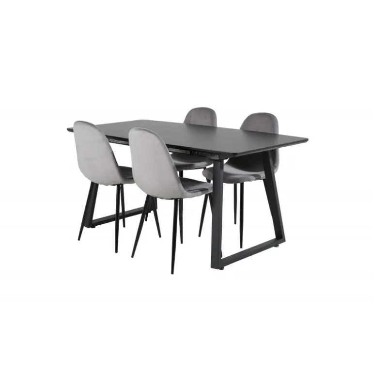 Inca Spisebordssæt - Sort og Lysegrå