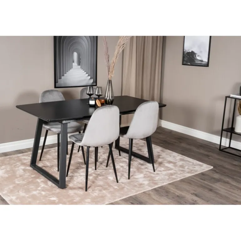 Inca Spisebordssæt - Sort og Lysegrå