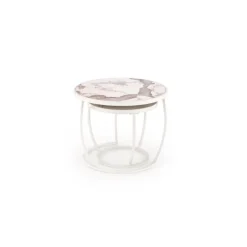 INES sofabordsæt - Beige marmor / Hvid