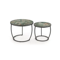 INES sæt af to sofaborde - Grøn marmor og Sort