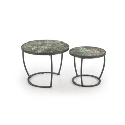 INES sæt af to sofaborde - Grøn marmor og Sort